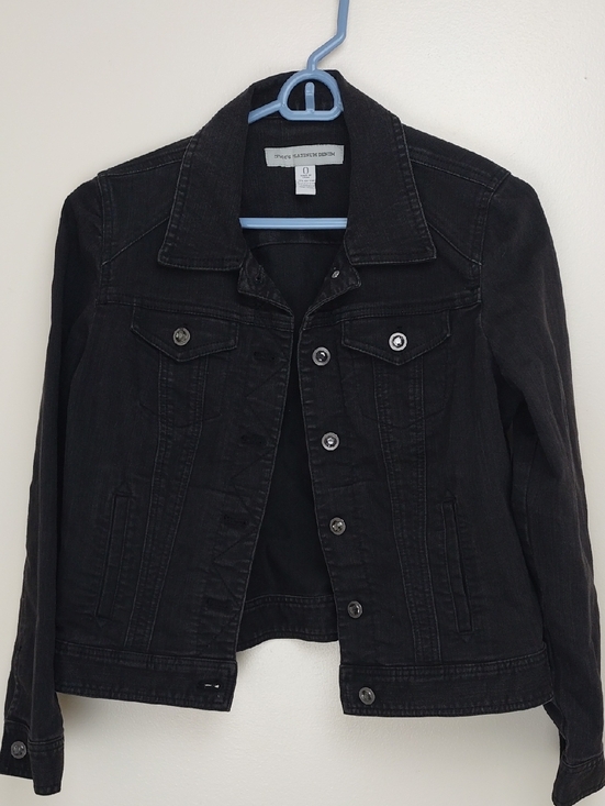 Chicos Jackets & Blazers - Chicos Platinum Denim Black Stretch Jacket Size 0 Rhinestone